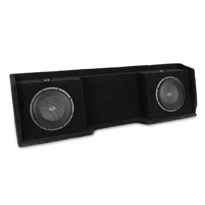 LVE-GM-SLVECG1-D10S Custom Fit 700W RMS Dual 10" Sealed Loaded Down Firing Subwoofer Enclosure for 1999-2006 Chevrolet Silverado and GMC Sierra Extended Cab Trucks