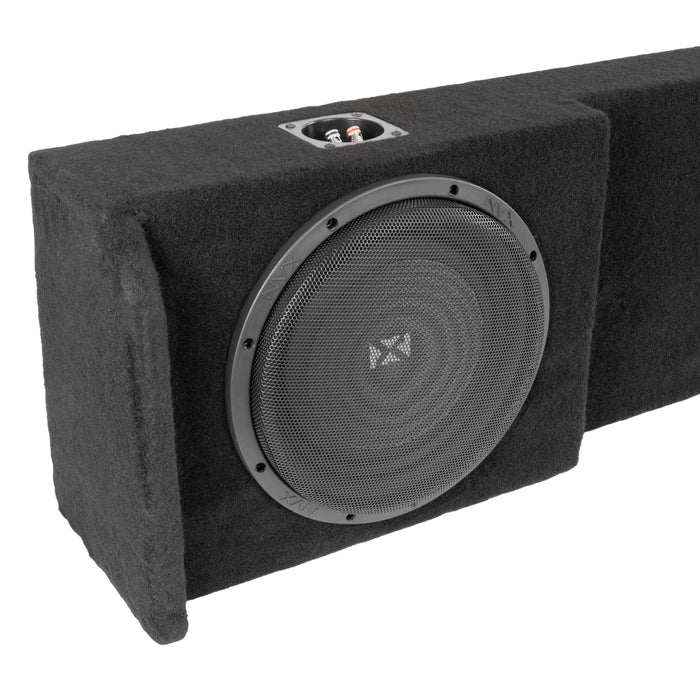 LVE-NIS-TTNCKCG1-D12S Custom Fit 800W RMS Dual 12" Loaded Subwoofer Enclosure for 2004-2018 Nissan Titan Crew and King Cab Trucks