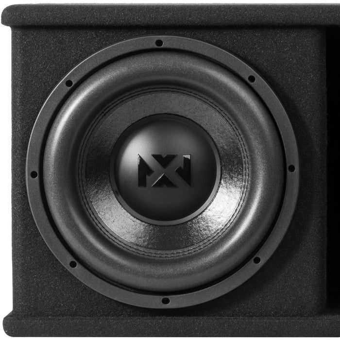 NPKG212 1000W Peak (500W RMS) Loaded Dual 12" Subwoofer with Slot Ported Enclosure and Monoblock Amplifier with Remote Bass Knob and Amplifier Wiring Kit