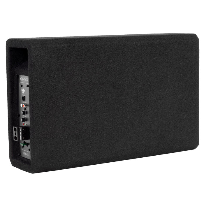 QB10SPA 1200W Peak (350W RMS) Single 10" Amplified Ported Loaded Subwoofer Enclosure with Remote Bass Knob and Amplifier Wiring Kit