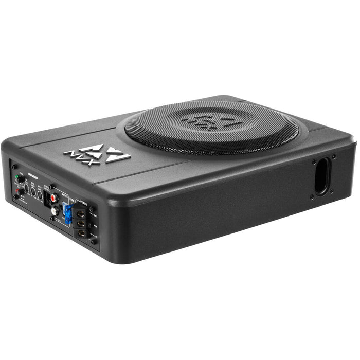 QBUS8P 300W Peak (150W) RMS 8" Ported Amplified Loaded Under Seat Subwoofer System with Remote Bass Knob and Amplifier Wiring Kit