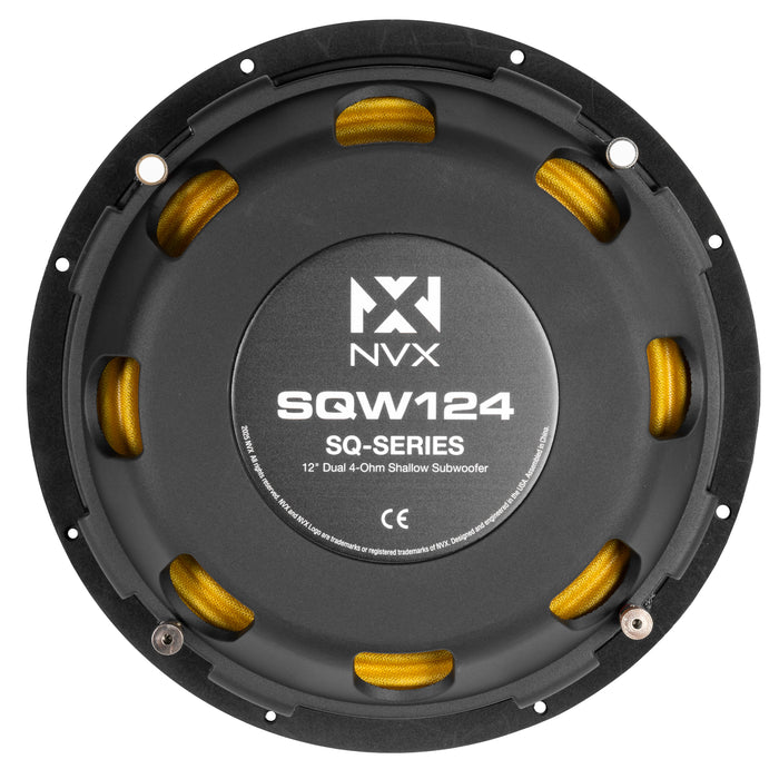 SQW124 1200W Peak (600W RMS) SQ-Series Shallow-Mount 12" Dual 4-Ohm Subwoofer