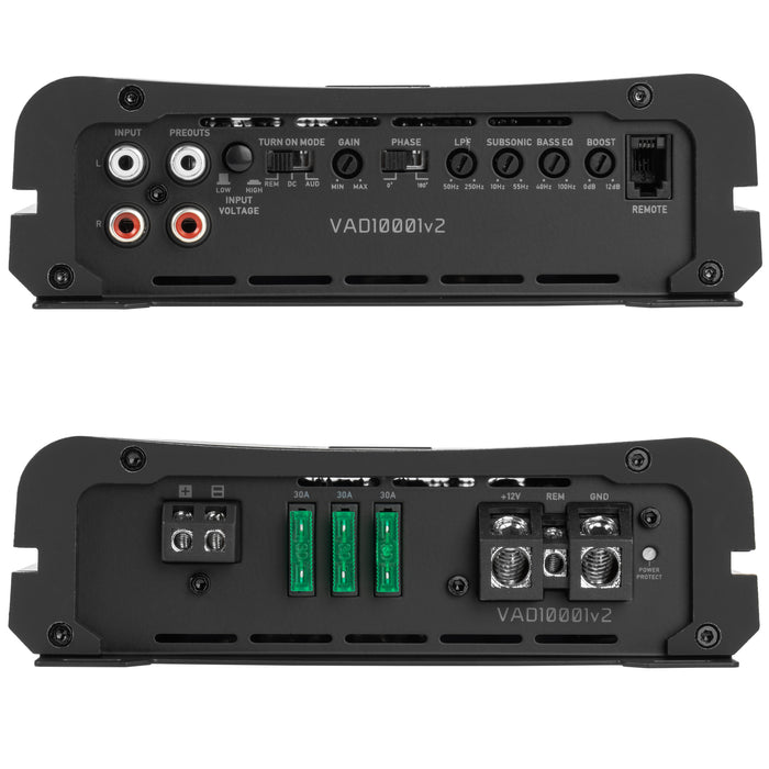 VAD10001 v2 (VAD10001v2) 1000W RMS V-Series Class-D 1-Ohm Stable Monoblock Amplifier (Marine Certified)