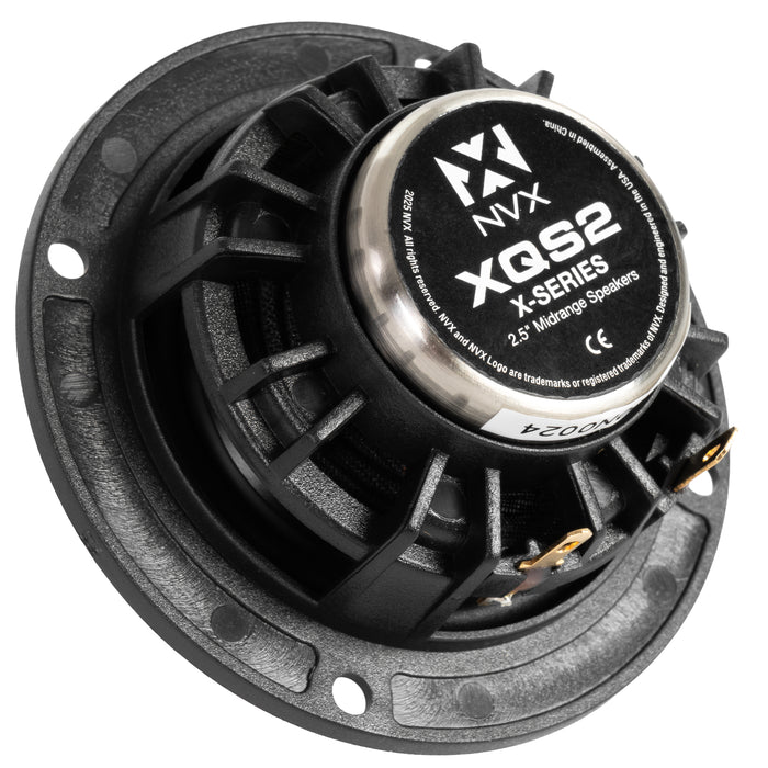 XQS2 200W Peak (100W RMS) 2.5" X-Series NEO Midrange Speakers with adapters for select GM, Mopar, Toyota, Subaru and Mercedes vehicles