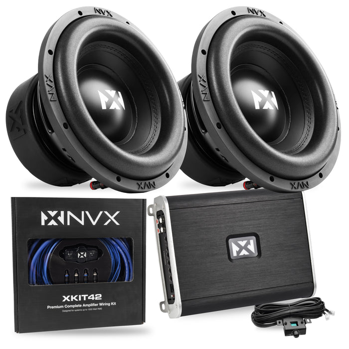 3200W Peak (1600W RMS) Y-Series Dual 10" Subwoofer Bass Package with Monoblock Amplifier and Wiring Kit